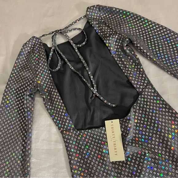 Holographic detail “disco” dress, open back, XS - Picture 3 of 6